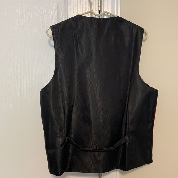 Oleg Cassini Mens Silk Tuxedo Vest Cherry Red Size Small 100% Silk - Picture 2 of 10